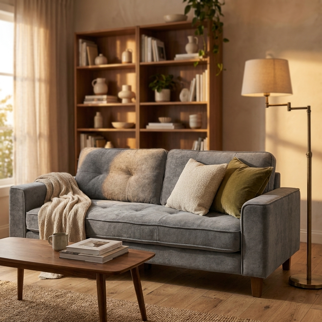 3 Seater Sofa Bed 205 cm - Grey Chenille Velvet
