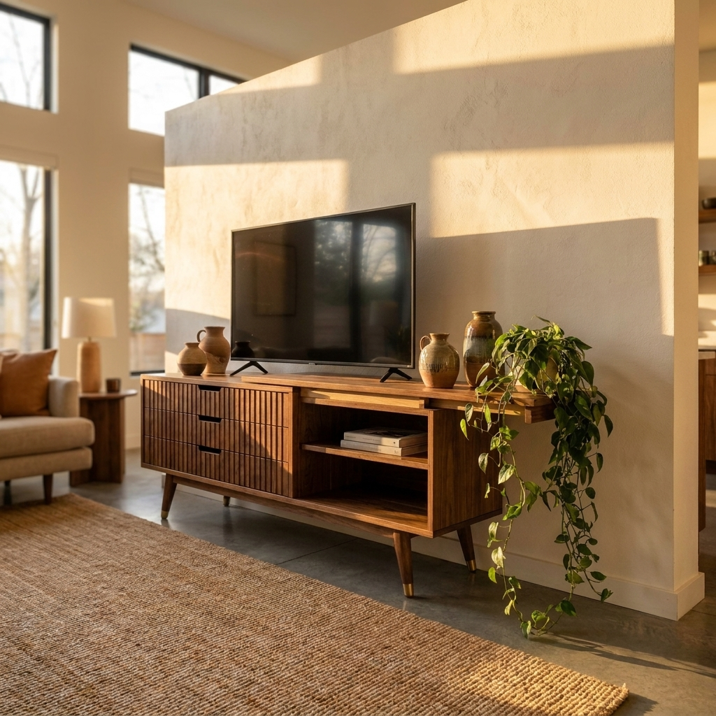 Extendable TV Unit 180-280 cm - Walnut, 3 Drawers