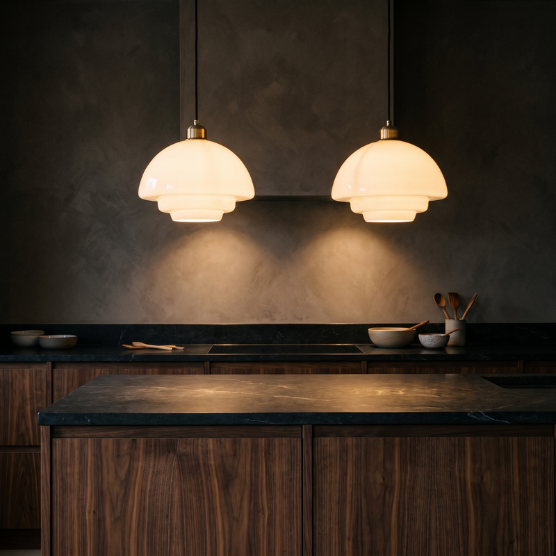 Stepped Opal Glass Pendant Light lifestyle 2