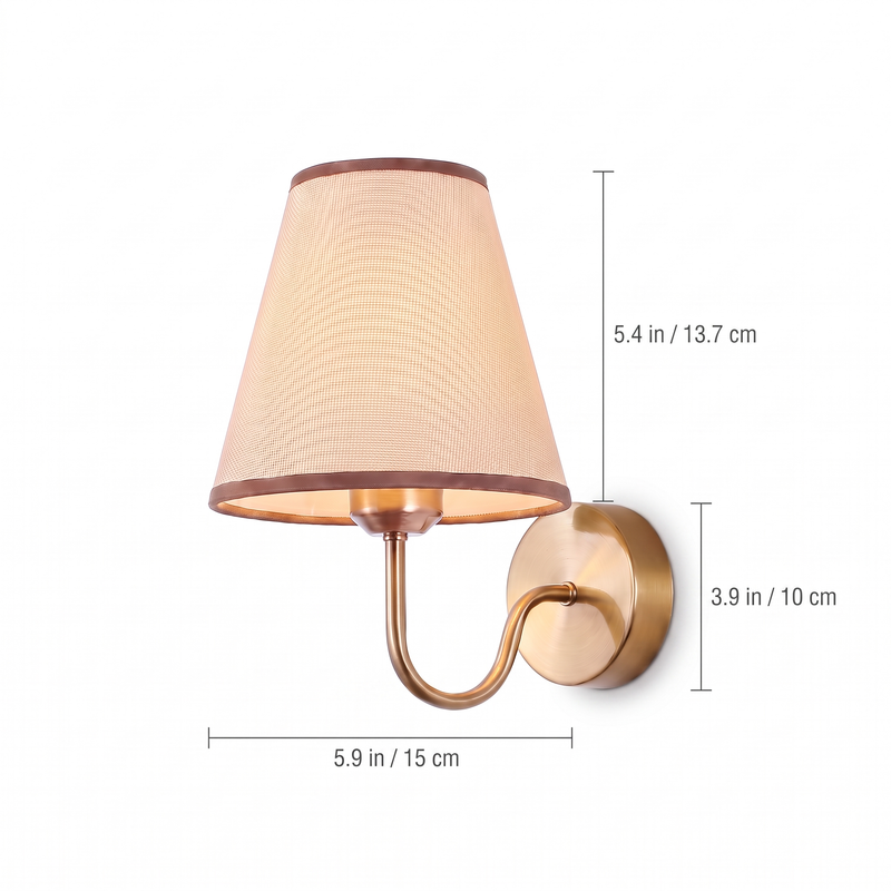 Modern Nordic Fabric Shade Rechargeable Wall Sconce dimensions: shade 5.9 in wide and 5.4 in tall, backplate 3.9 in