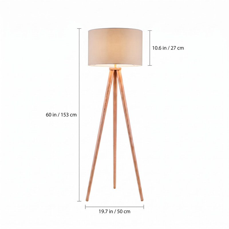 Wooden Tripod Floor Lamp dimensions