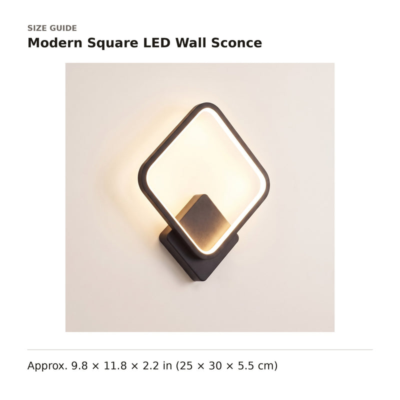 Modern Square LED Wall Sconce size guide with dimensions