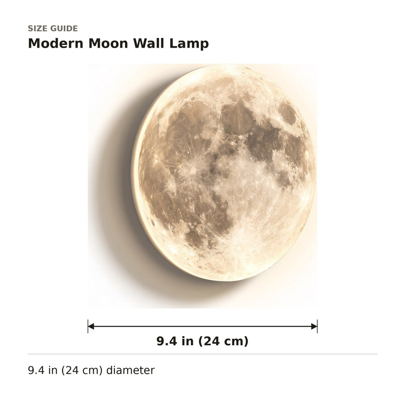 Modern Moon Wall Lamp size guide with dimensions