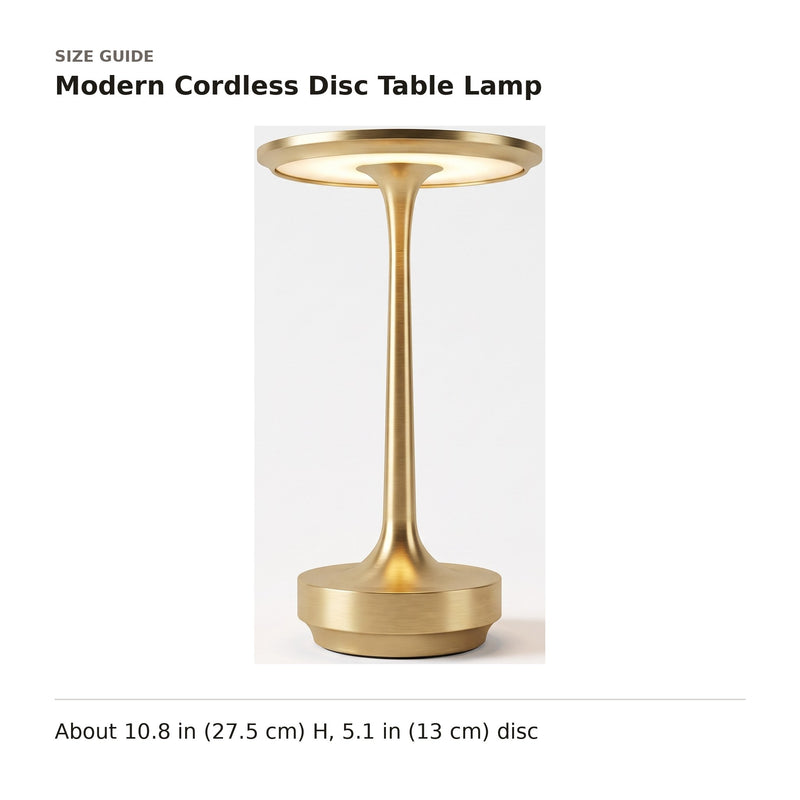 Modern Cordless Disc Table Lamp size guide with dimensions