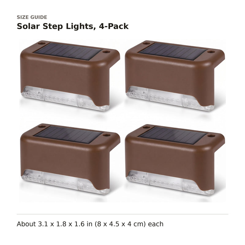 Solar Step Lights, 4-Pack size guide with dimensions