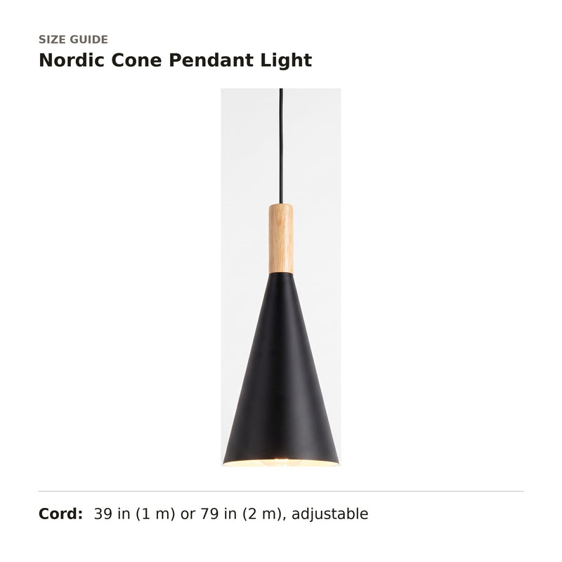 Nordic Cone Pendant Light size guide with dimensions