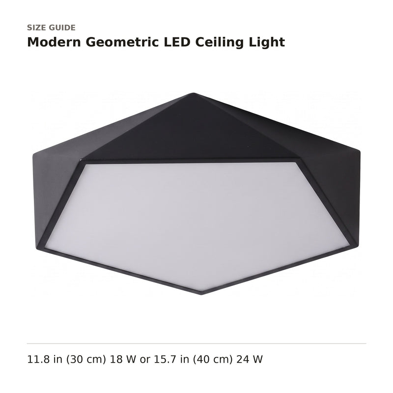 Modern Geometric LED Ceiling Light size guide with dimensions
