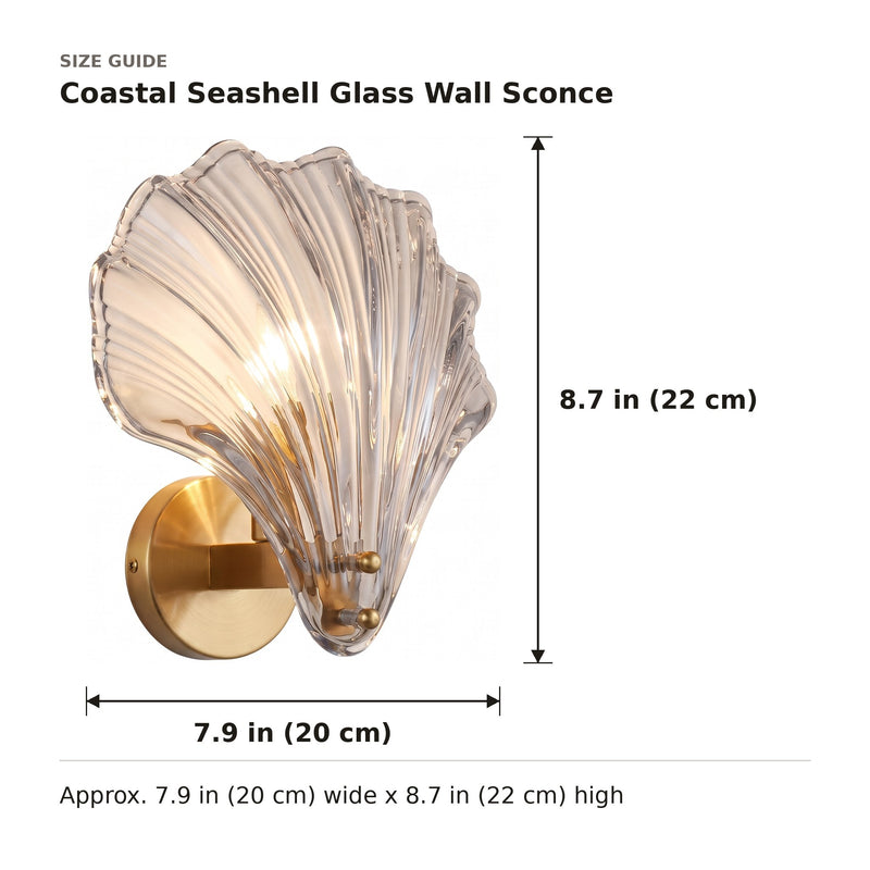 Coastal Seashell Glass Wall Sconce size guide with dimensions