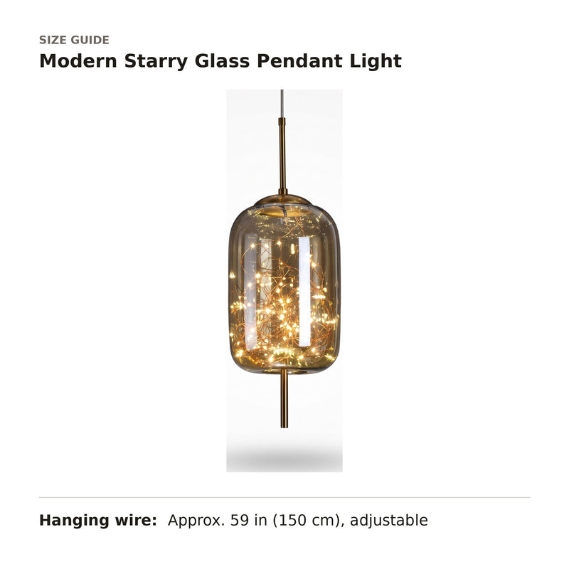 Modern Starry Glass Pendant Light size guide with dimensions