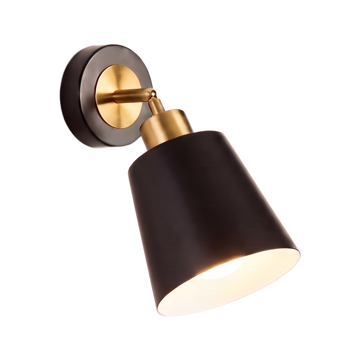 Swivel-Arm Cone Wall Sconce in black on a white background