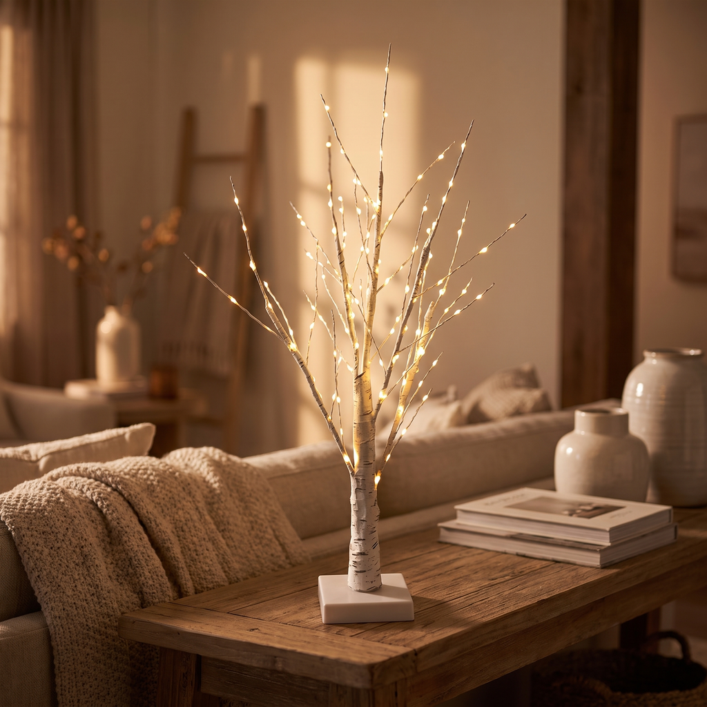 Birch tree light - Birch Tree Lamp close-up of the lit branches