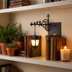 Bookshelf light - Bookshelf Lantern Light on a living room shelf