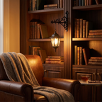 Bookshelf light - Bookshelf Lantern Light in a reading nook bookcase