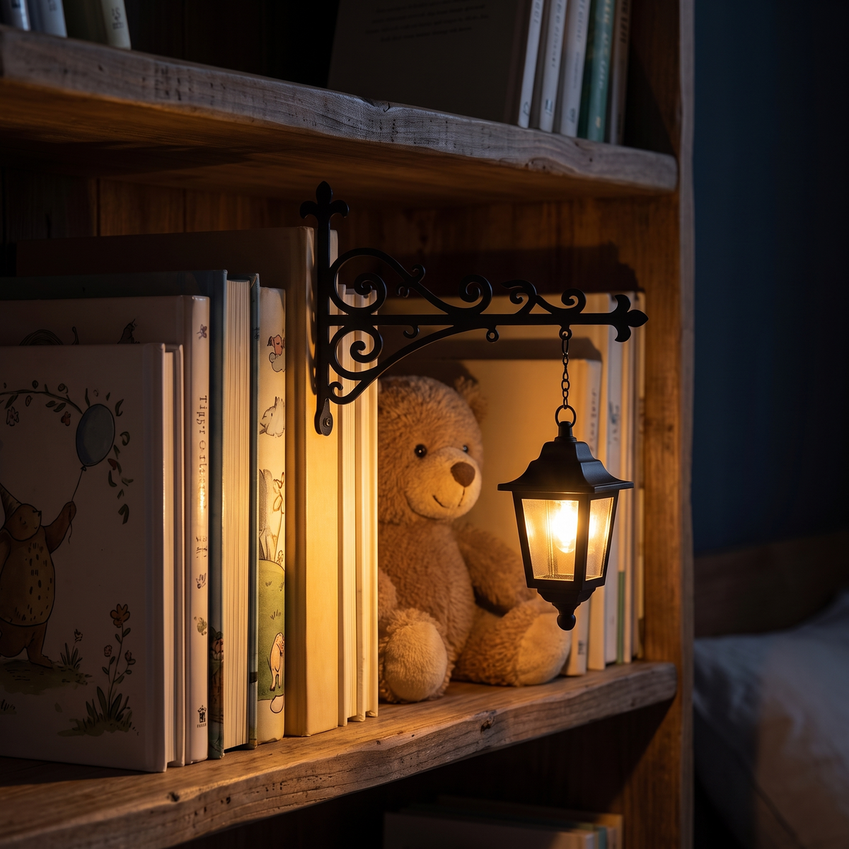 Bookshelf light - Bookshelf Lantern Light in a kids bookcase