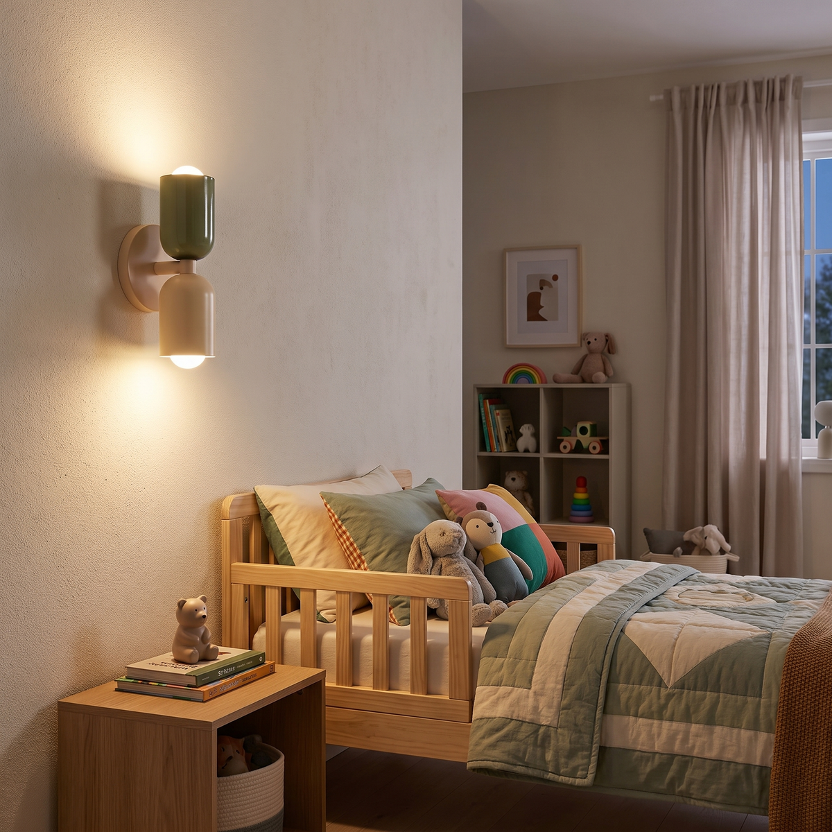 Wall lamp for bedroom - Colorful Up Down Wall Lamp beside a kids room bed