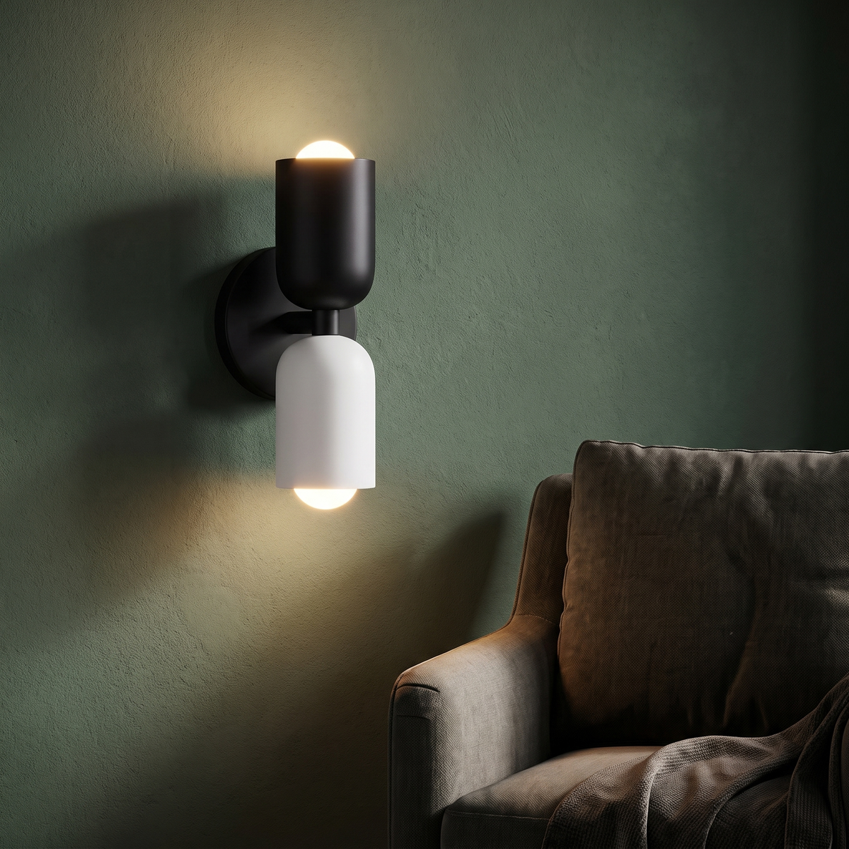 Wall lamp for bedroom - Colorful Up Down Wall Lamp in black on a green wall