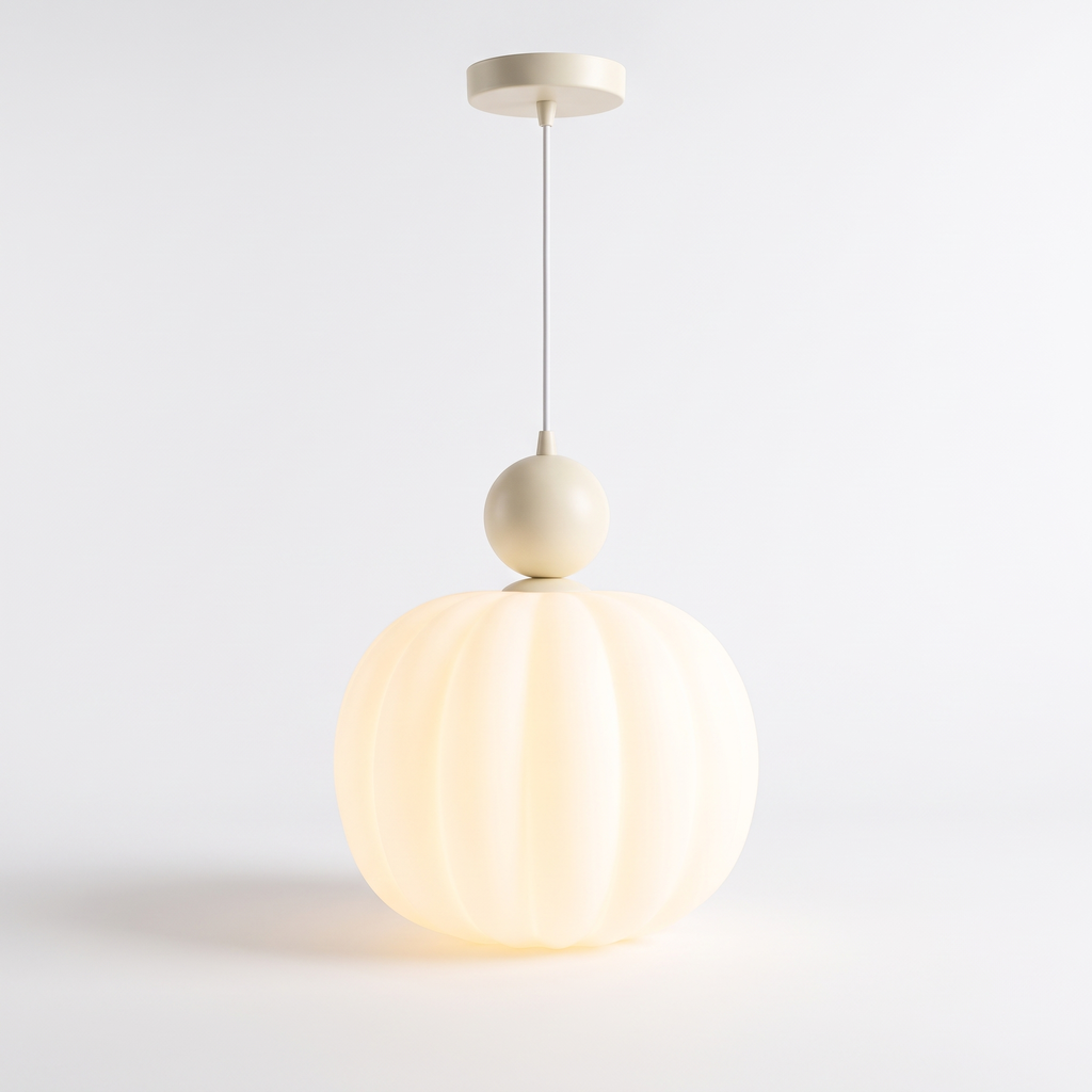 Pendant light - Cream Pumpkin Pendant Light on white background