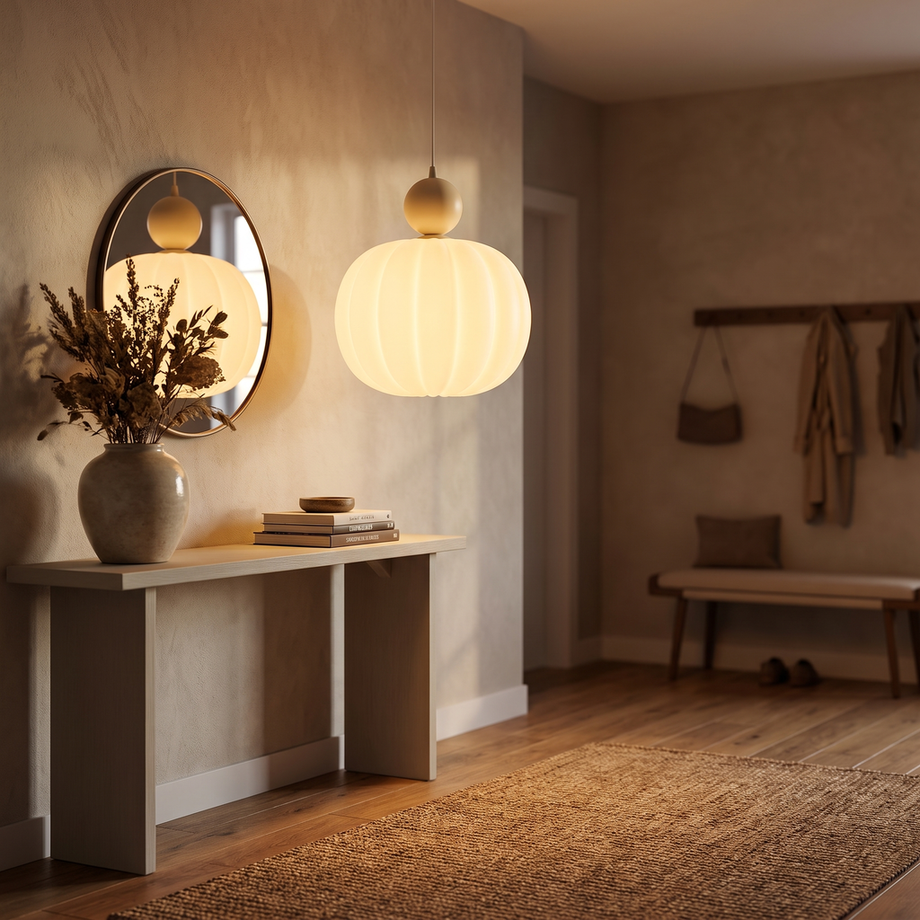 Pendant light - Cream Pumpkin Pendant Light in an entryway
