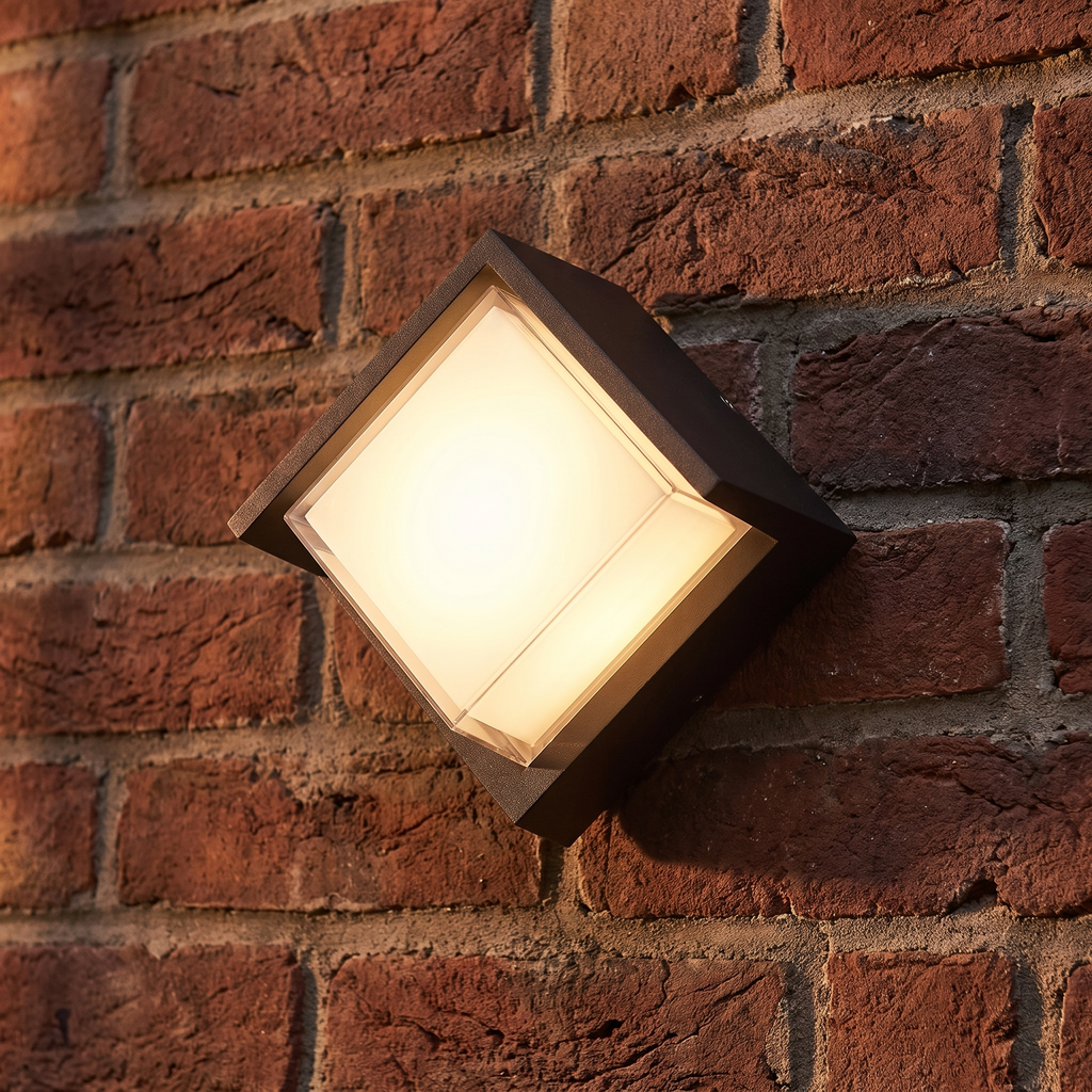 Outdoor wall light - Diamond Outdoor Wall Light close-up on a brick wall