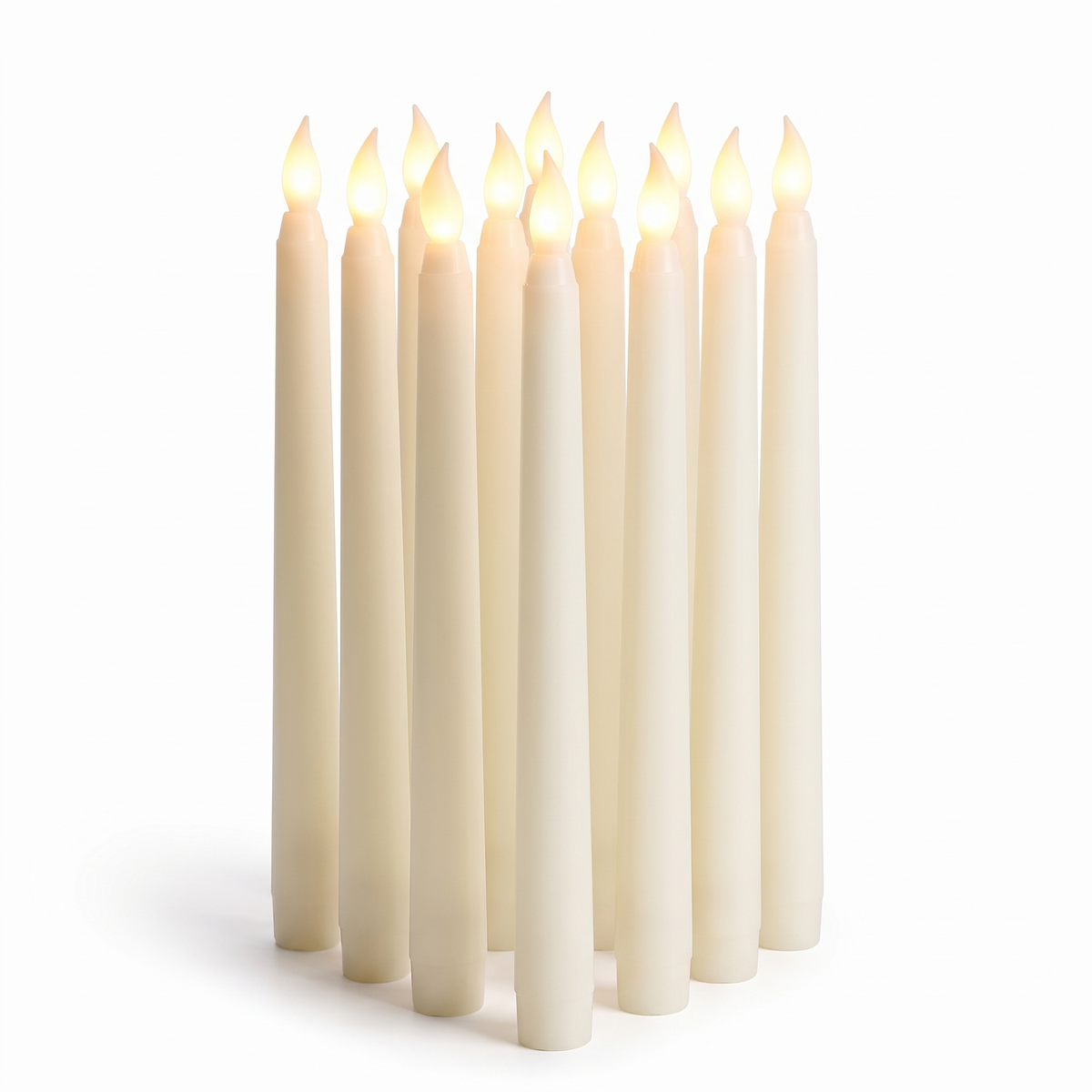 Flameless taper candles - Flameless LED Taper Candles, Set of 12 on white background