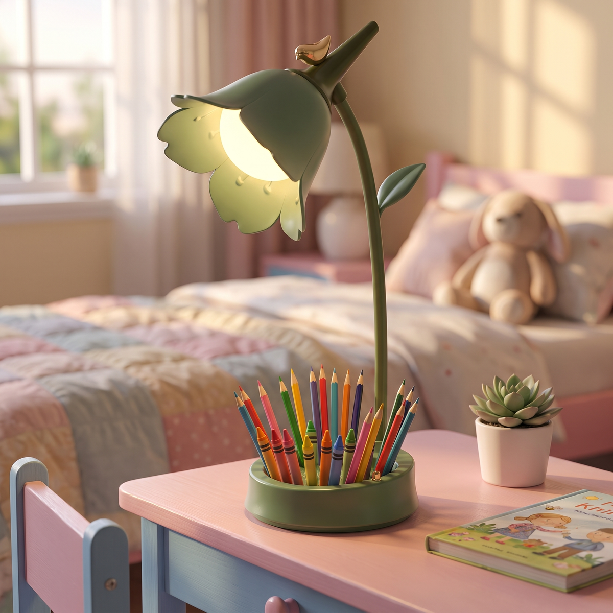 Flower desk lamp - Flower Desk Lamp on a kids desk