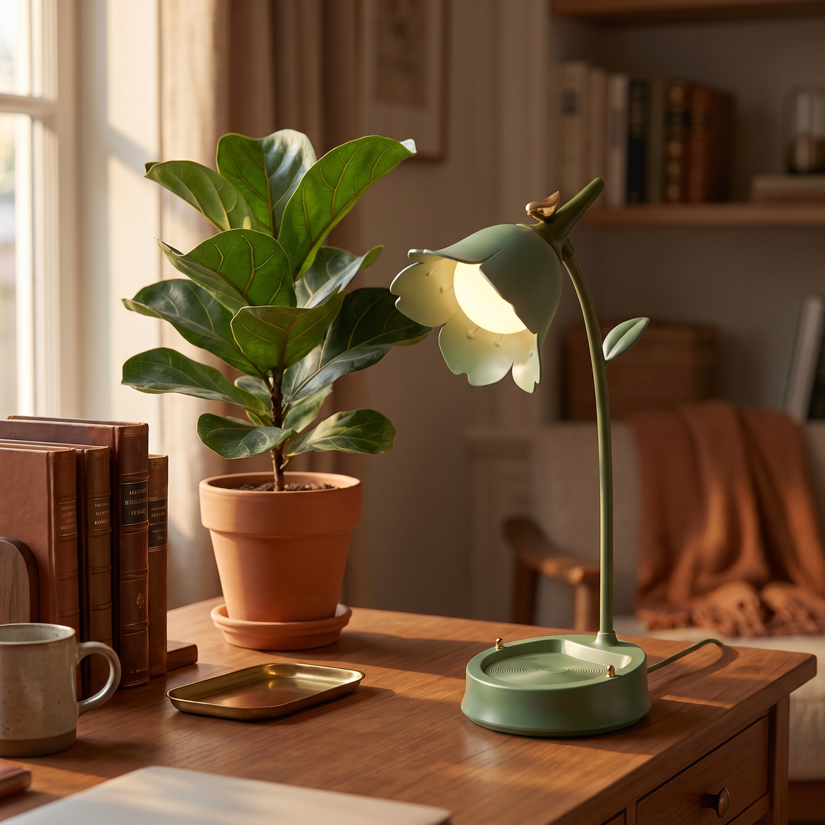 Flower desk lamp - Flower Desk Lamp on a home office desk