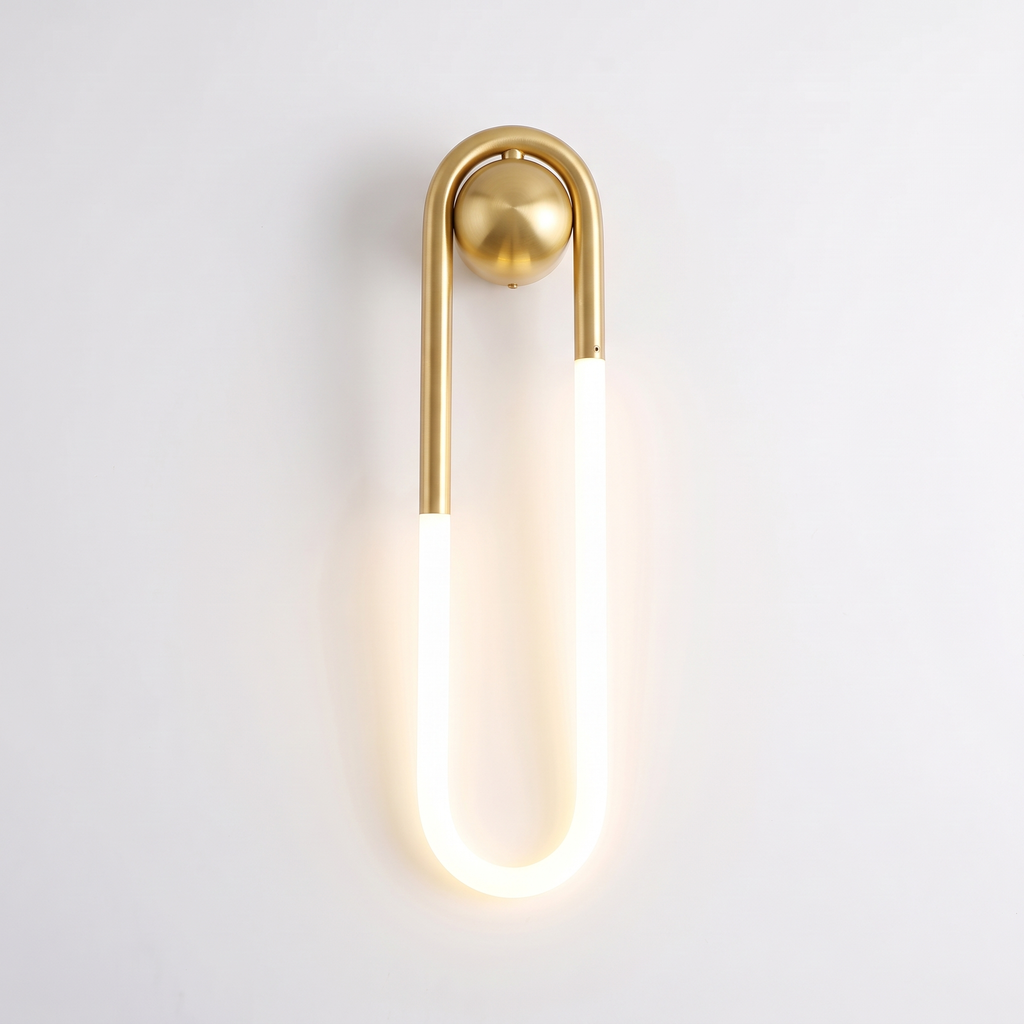 Gold wall sconce - Gold Loop LED Wall Sconce on white background