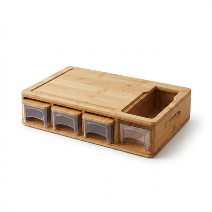 Bamboo Cutting Board with Storage Trays