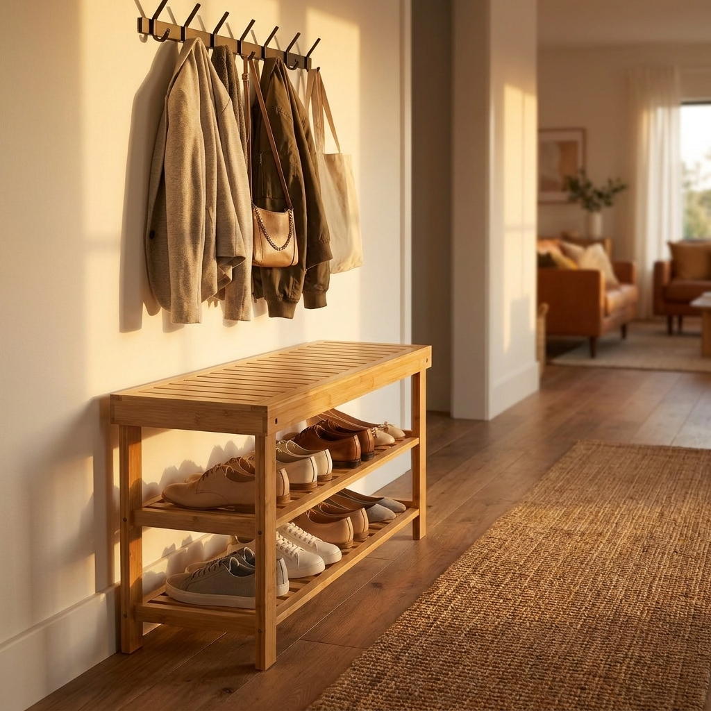 Bamboo Shoe Rack Bench