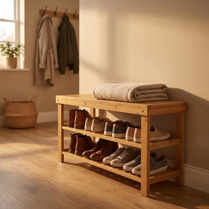 Bamboo Shoe Rack Bench