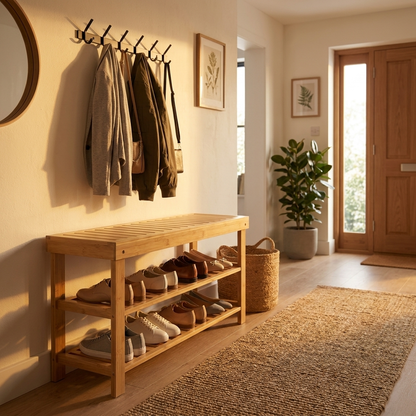 Bamboo Shoe Rack Bench