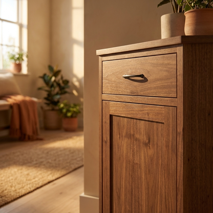 Corner Shoe Cabinet - Walnut, 7 Shelves