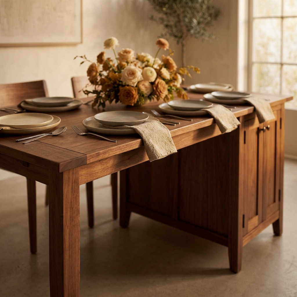 Extendable Dining Table 180 cm with Sideboard