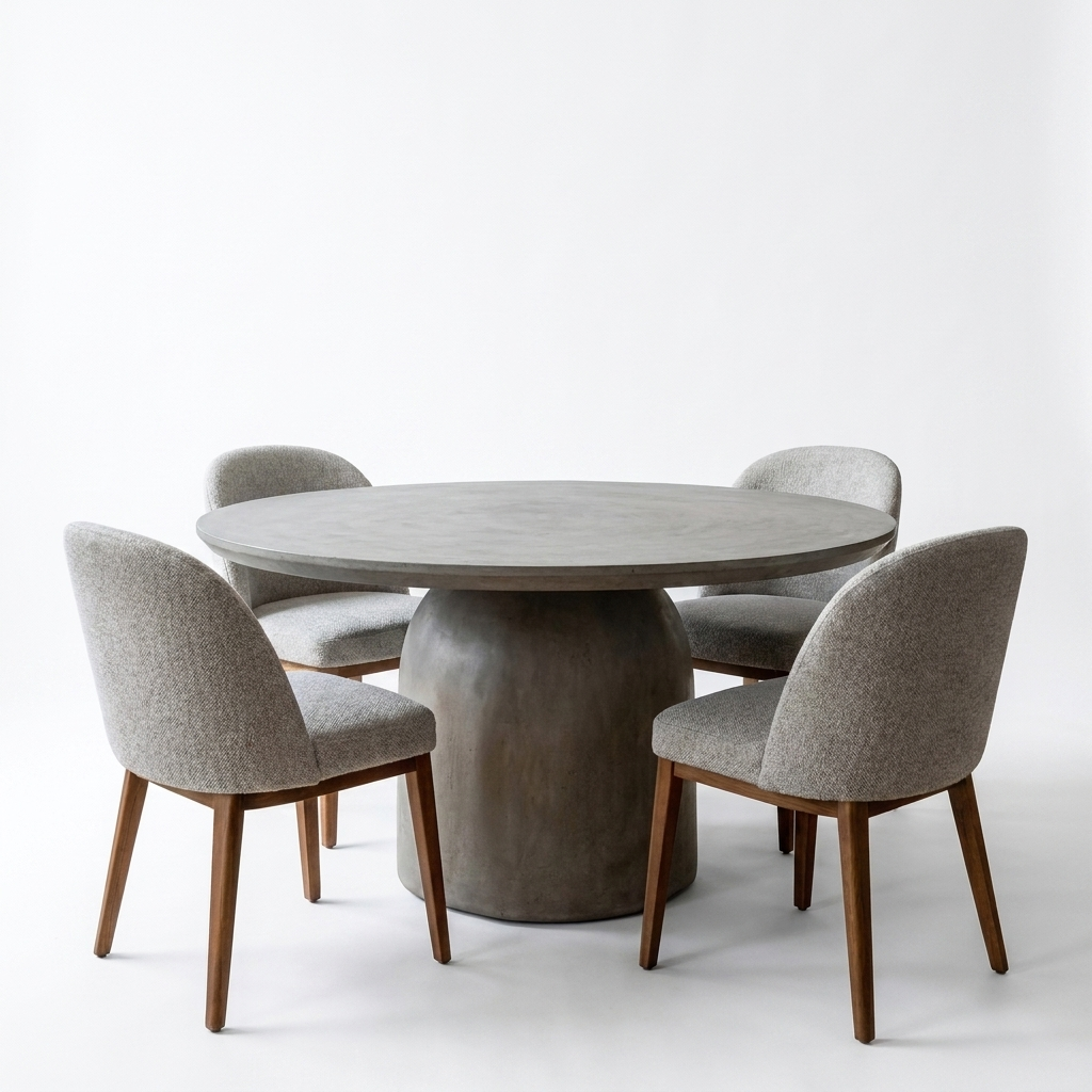 Extendable Round Dining Table - Concrete Grey