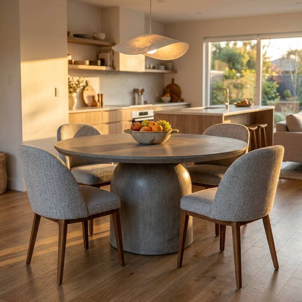Extendable Round Dining Table - Concrete Grey