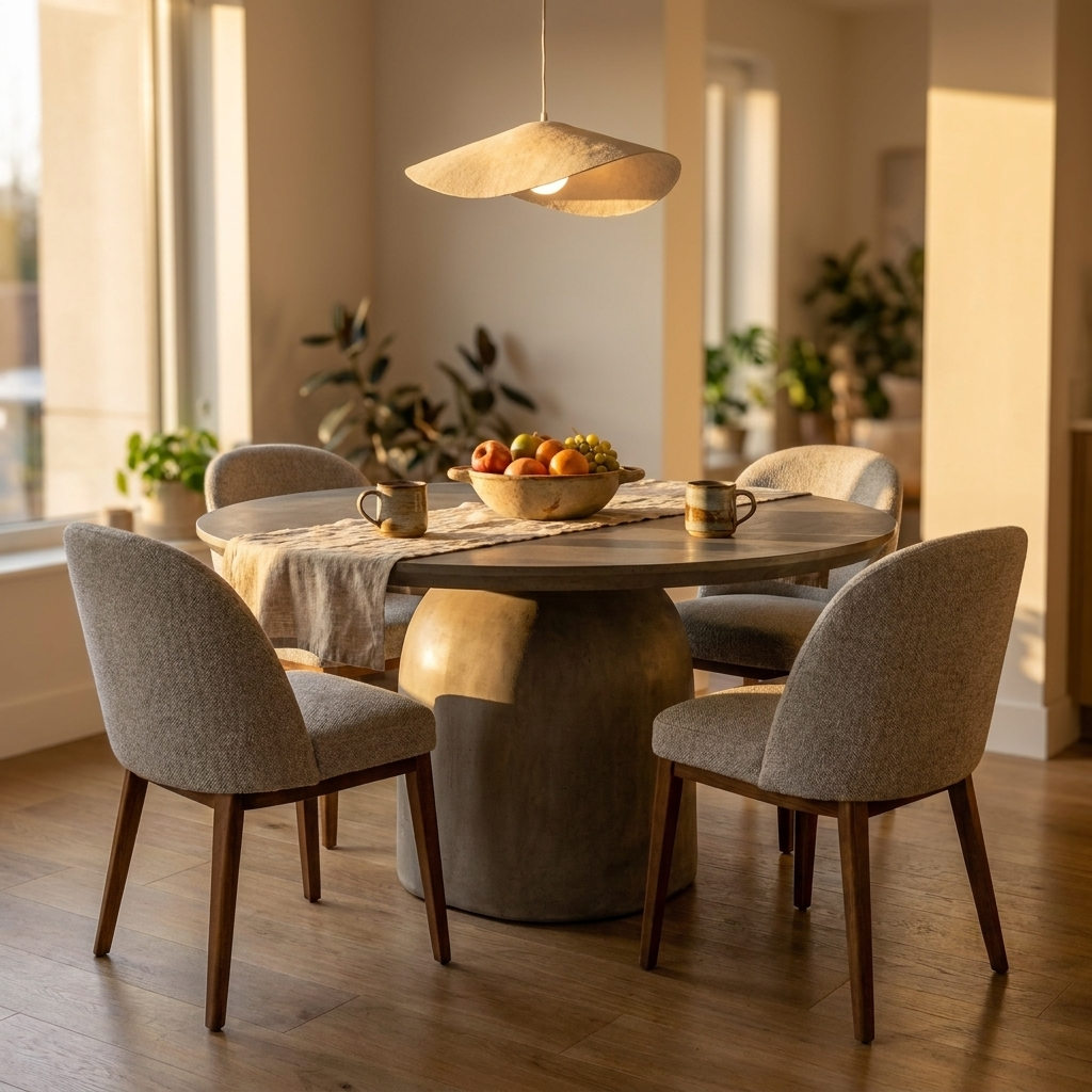 Extendable Round Dining Table - Concrete Grey