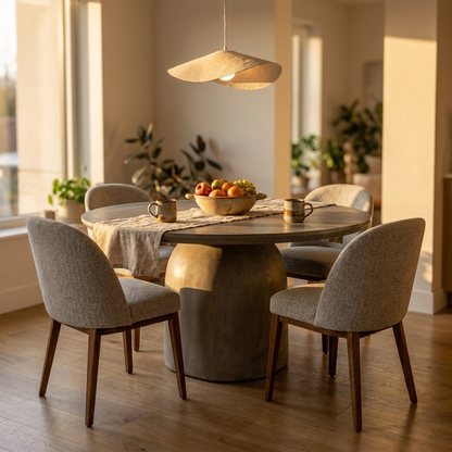 Extendable Round Dining Table - Concrete Grey