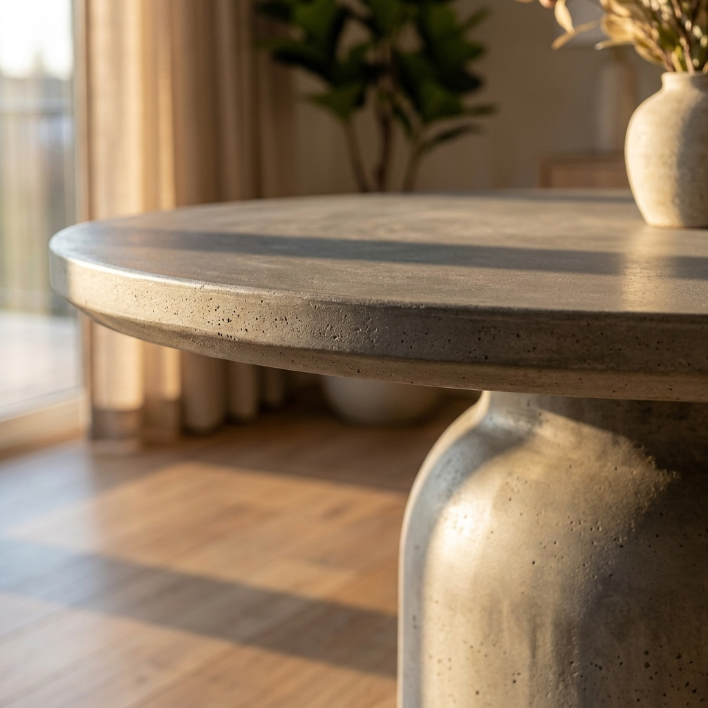 Extendable Round Dining Table - Concrete Grey