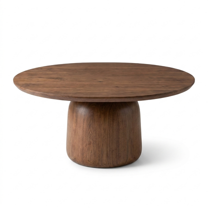 Extendable Round Dining Table - Warm Walnut
