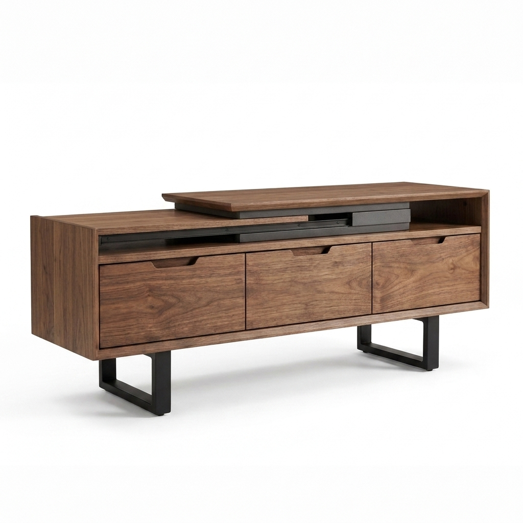 Extendable TV Unit 180-255 cm - Walnut, 3 Drawers