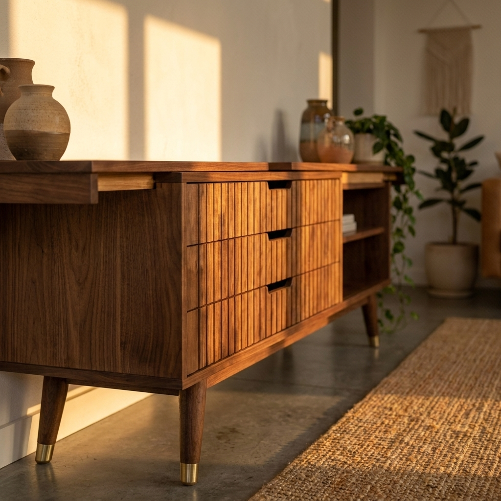 Extendable TV Unit 180-280 cm - Walnut, 3 Drawers