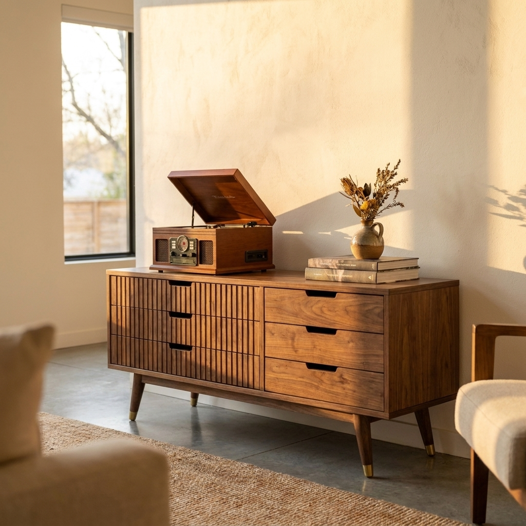 Extendable TV Unit 180-280 cm - Walnut, 3 Drawers