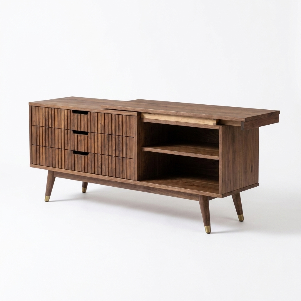 Extendable TV Unit 180-280 cm - Walnut, 3 Drawers