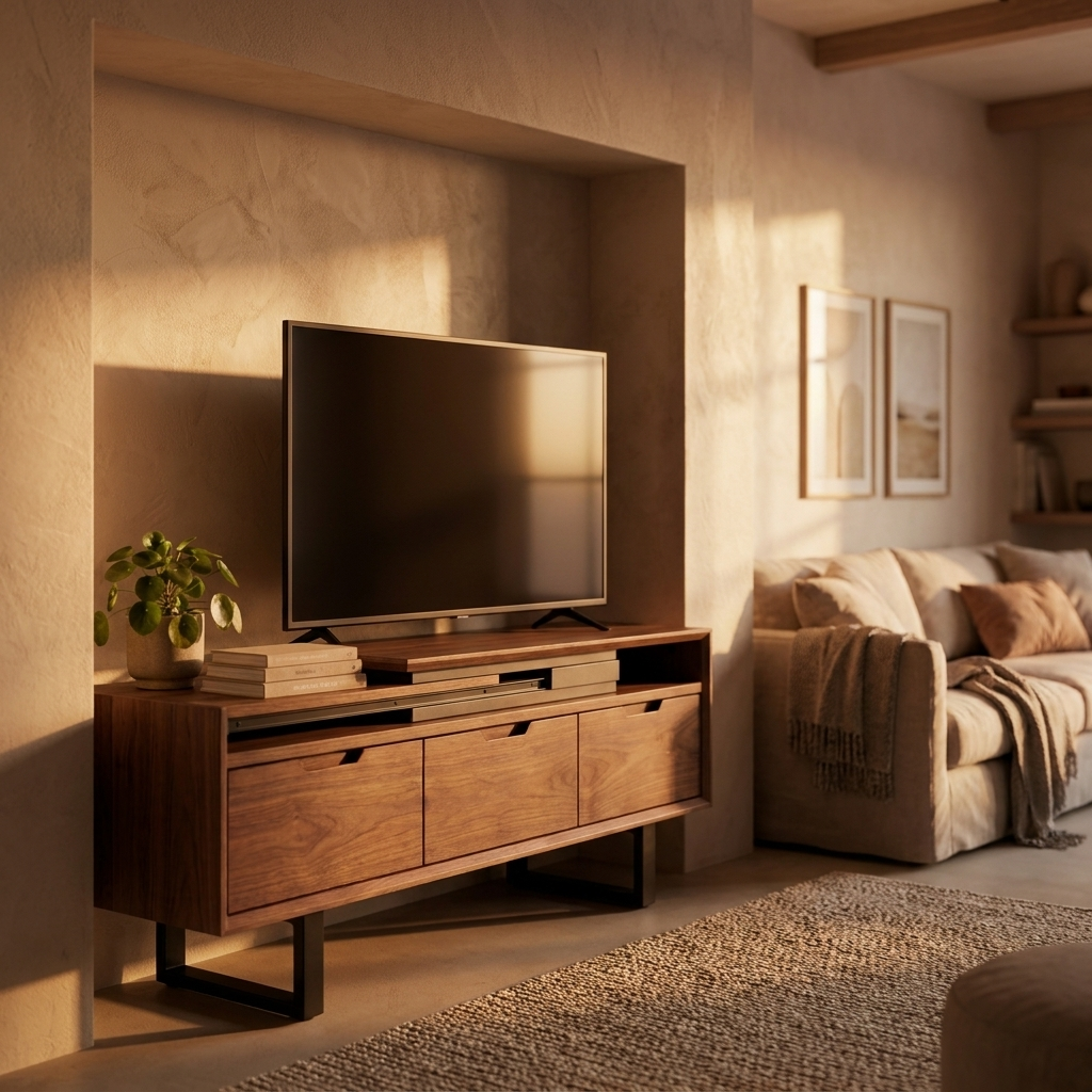Extendable TV Unit 180-255 cm - Walnut, 3 Drawers