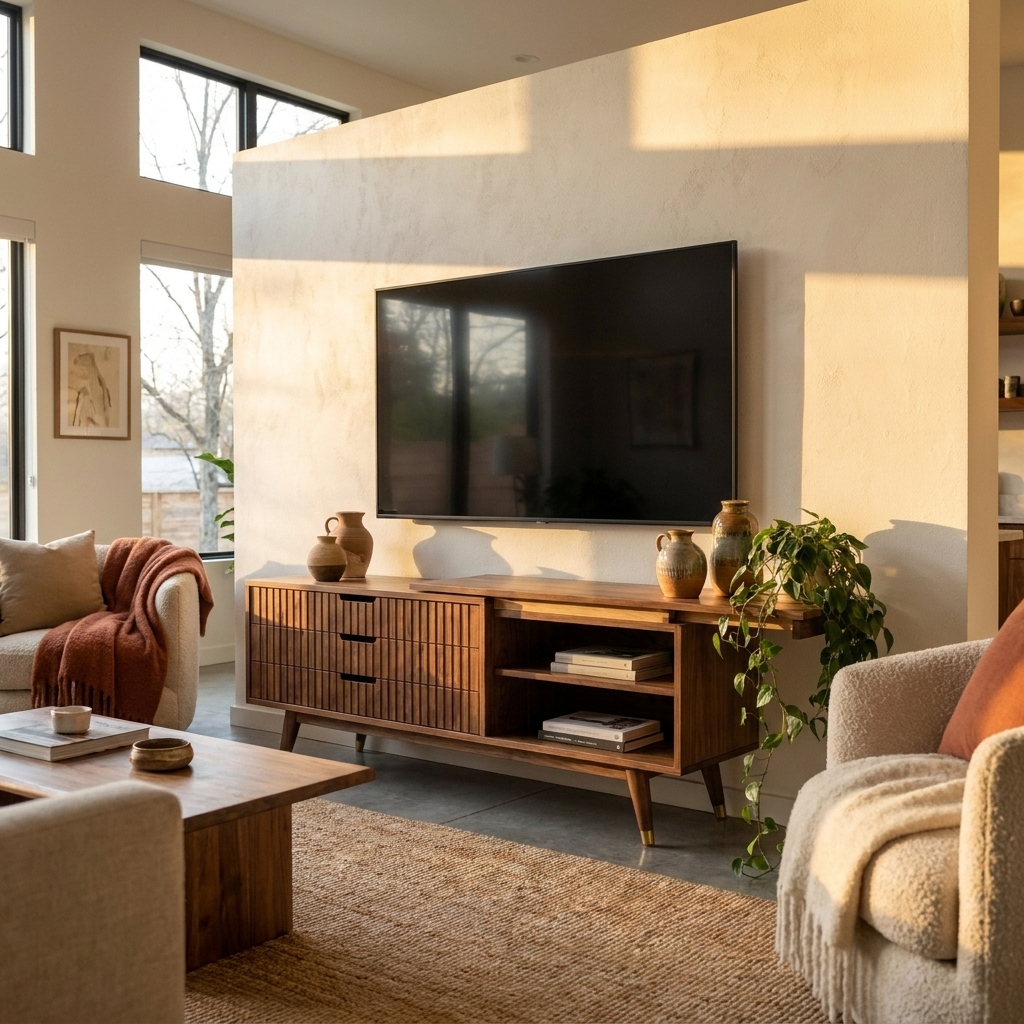 Extendable TV Unit 180-280 cm - Walnut, 3 Drawers