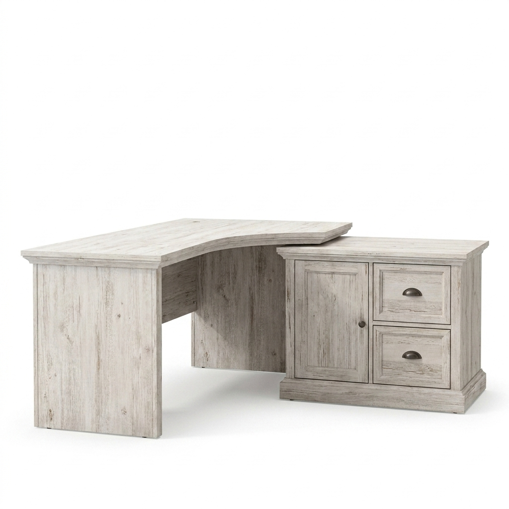 L-Shaped Home Office Desk 152 cm, Whitewash