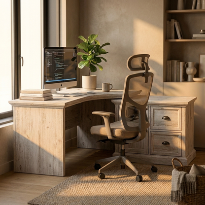 L-Shaped Home Office Desk 152 cm, Whitewash
