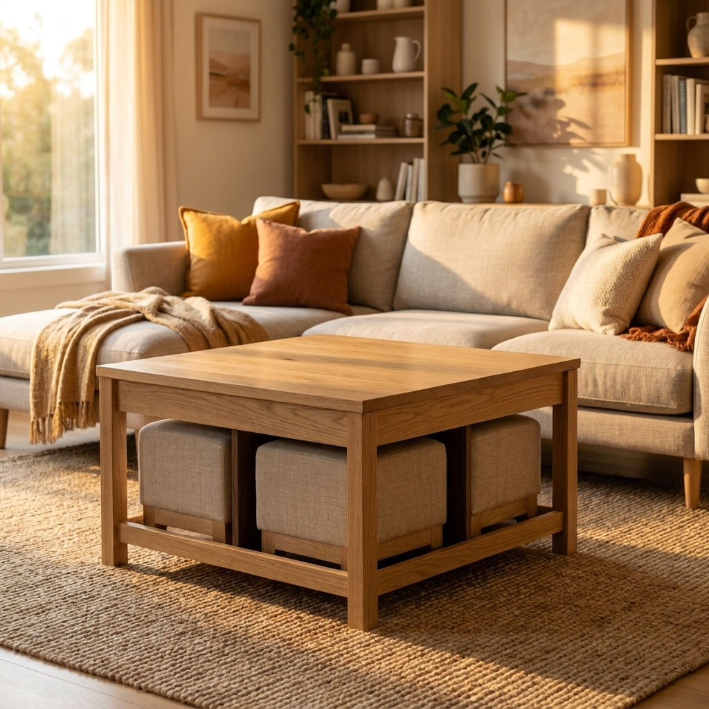 Lift Top Coffee Table 100 cm - Natural Oak