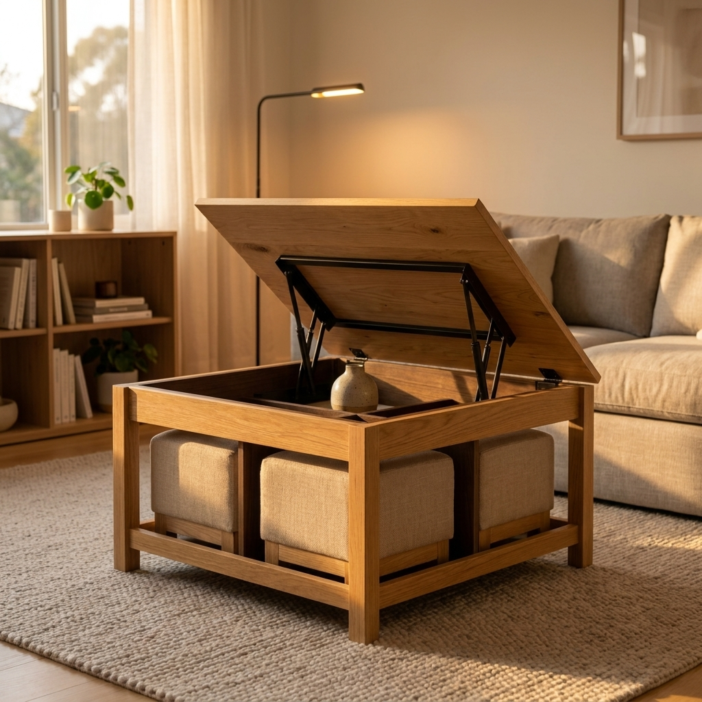 Lift Top Coffee Table 100 cm - Natural Oak