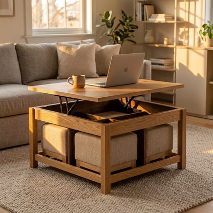 Lift Top Coffee Table 100 cm - Natural Oak
